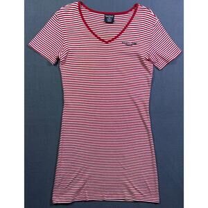 VTG Polo Ralph Lauren Women's Medium Red Blue White Striped Long T-Shirt Dress